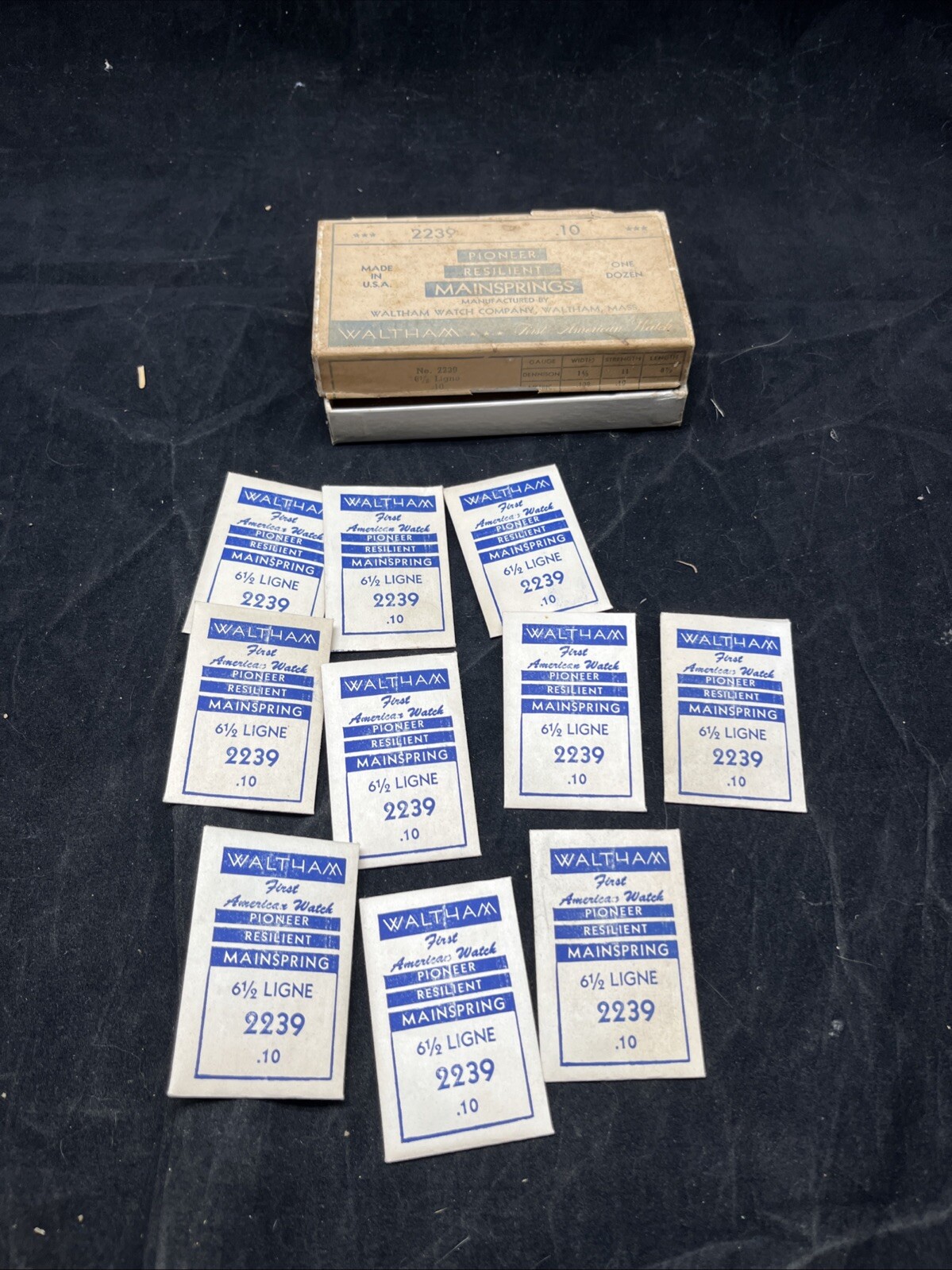 Lot Of (10) NOS Waltham Mainspring 2239 6 1/2 Ligne .10 @37