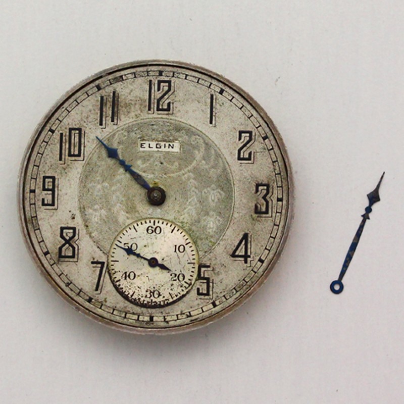 Elgin Grade 345 Model 3 12 Size Pocket Watch Movement & Fancy Dial ca. 1924