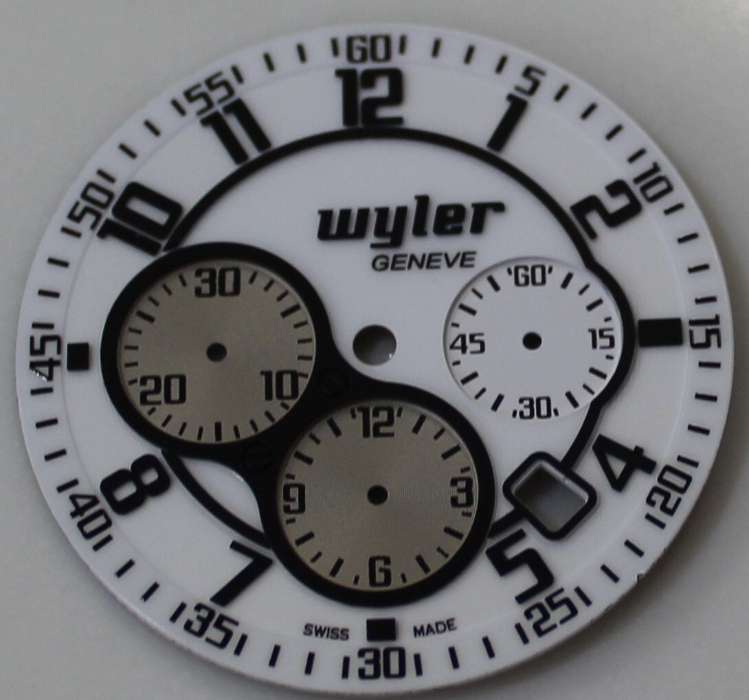 Original GENEVE WYLER Code R WHITE DIAL SWISS MADE 34.2 mm