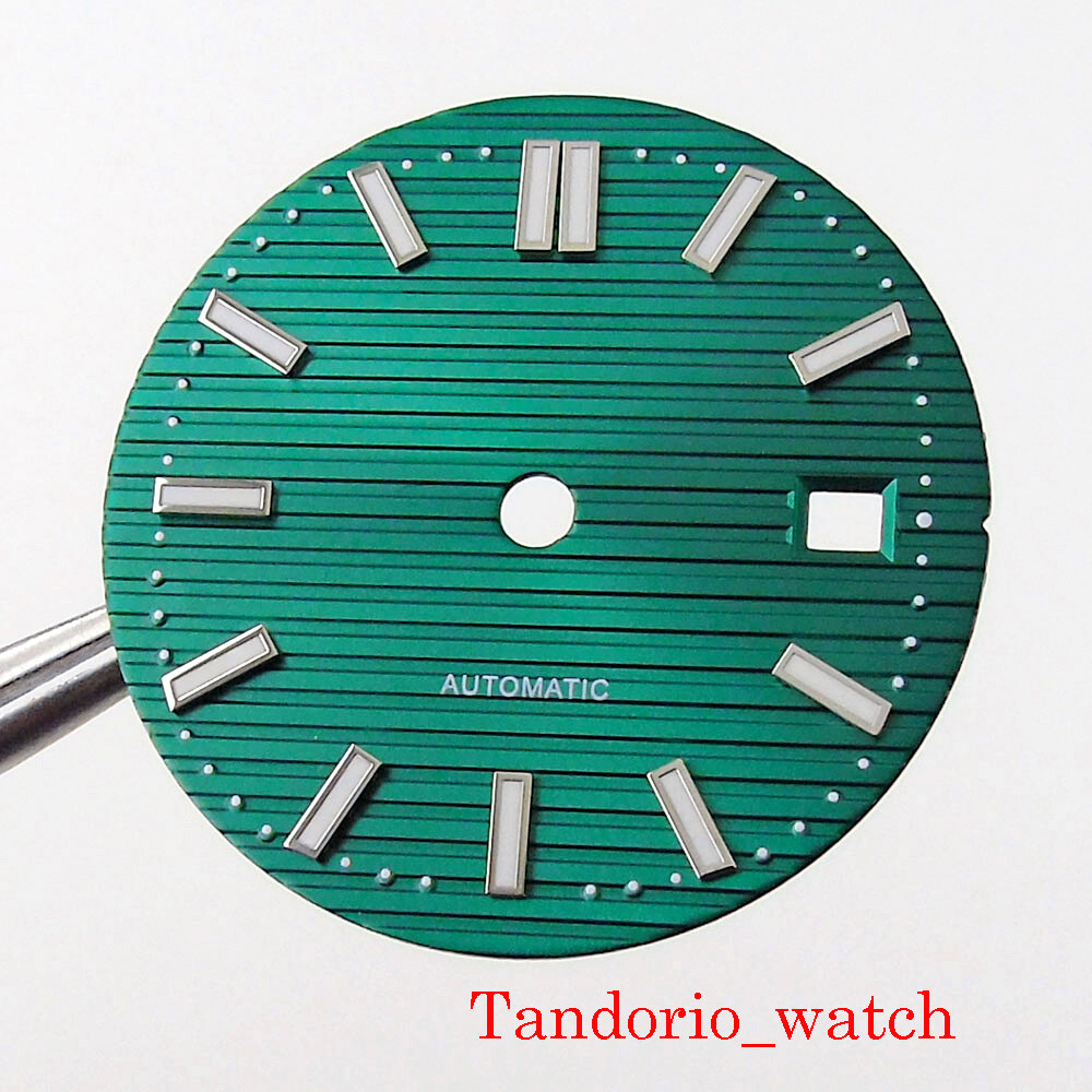 29.8mm No Logo Luminous Marks With Date Window Stainless Steel Watch Dial Face