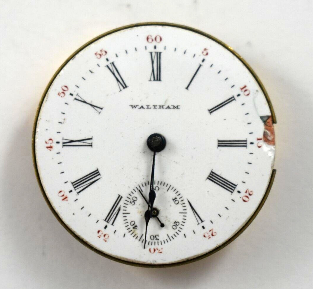 Vintage Waltham Seaside 0s 11J Hunting Pocket Watch Movement lot.wc