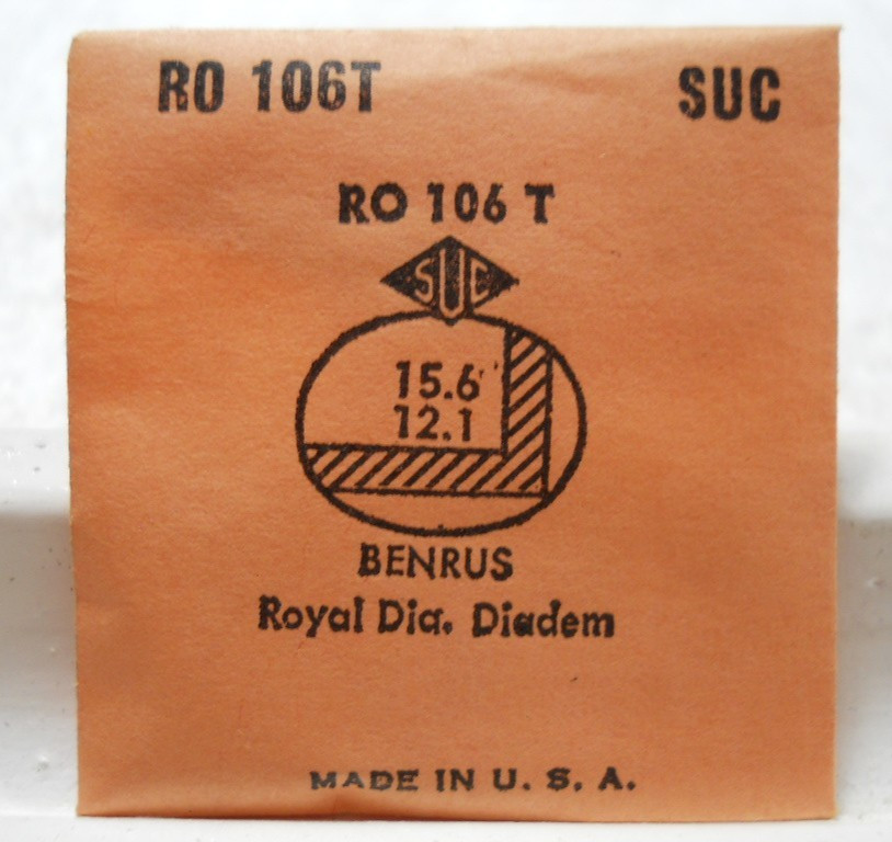 SUC RO106T Watch Crystal For Benrus Royal Diamond Diadem – 15.6 x 12.1 mm Repair
