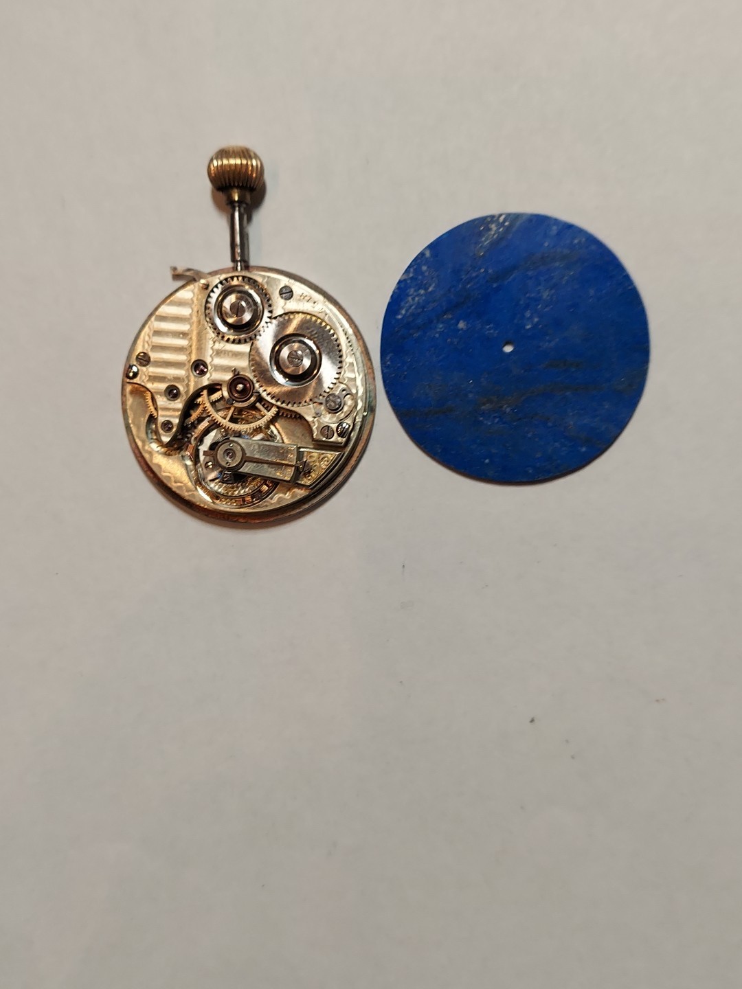 Agassiz Pocket Watch Movement Swiss Mens Full Jewels,dial Lapiz Lazuli