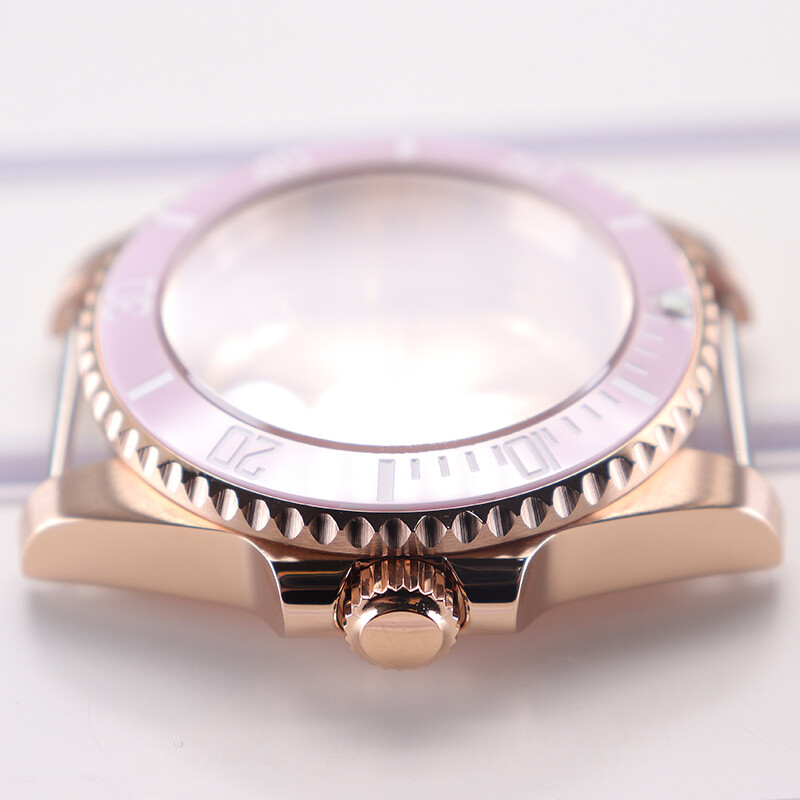 40mm Rose gold Watch Case+ Sapphire Glass Stainless Steel For Seiko Nh35 2824