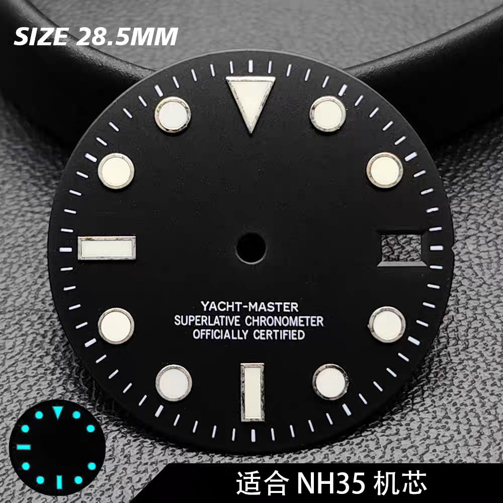 28.5M YACHT-MASTER dial suitable for NH35 movement with blue lumens and no logo