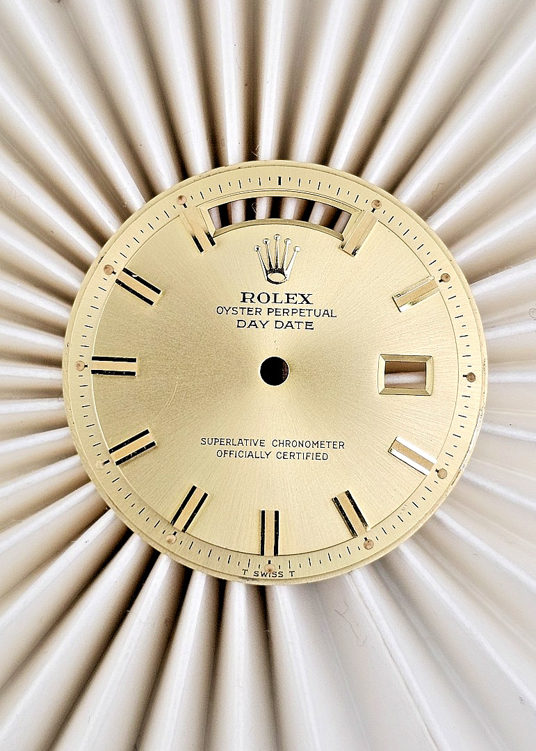 Rolex Golden Day-Date Dial with Wide Boy Indices Fits Ref. Plastic Glass
