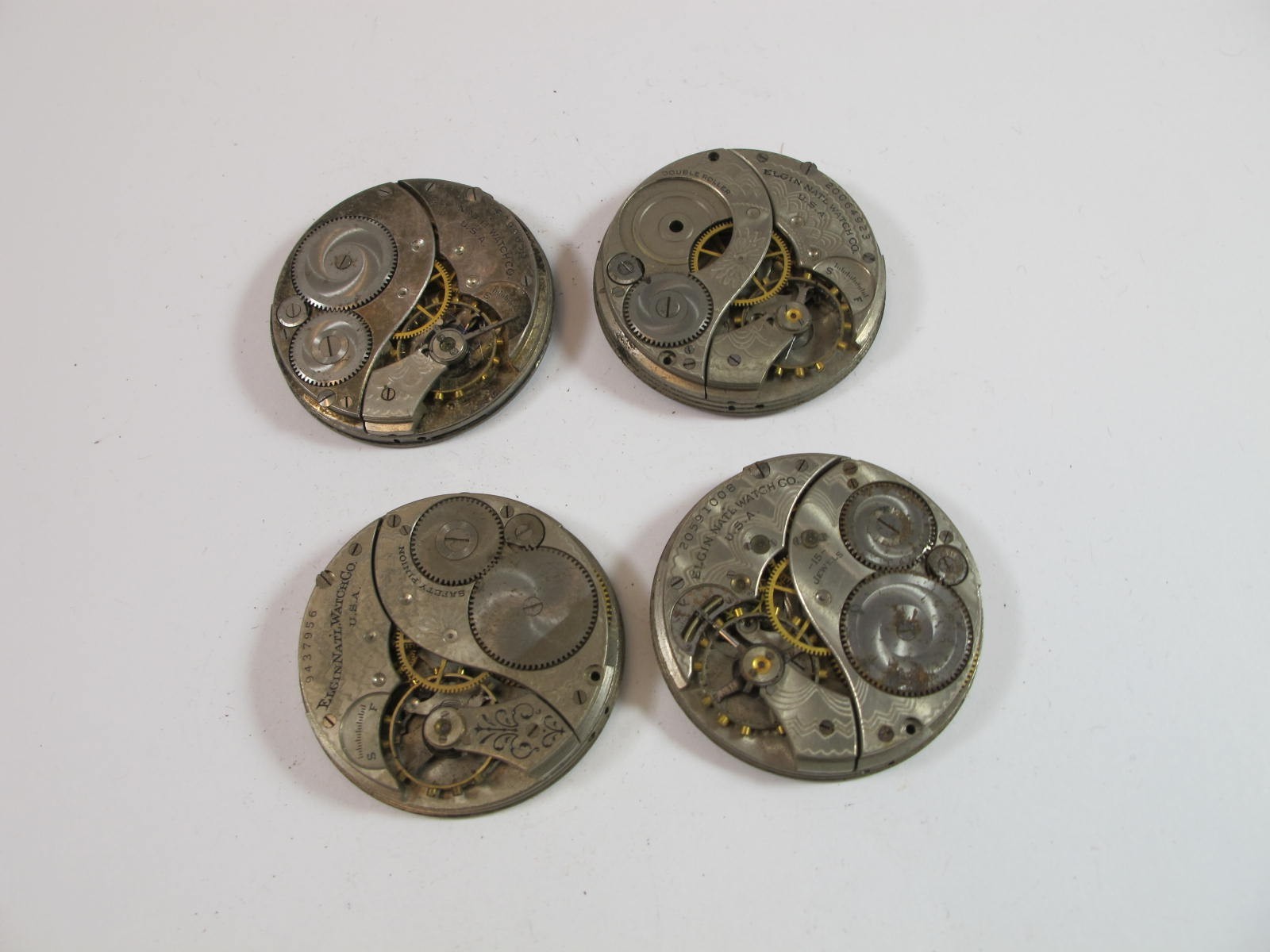 ELGIN 12 POCKET WATCH MOVEMENTS TWO HUNTER TWO OPEN FACE FOR PARTS