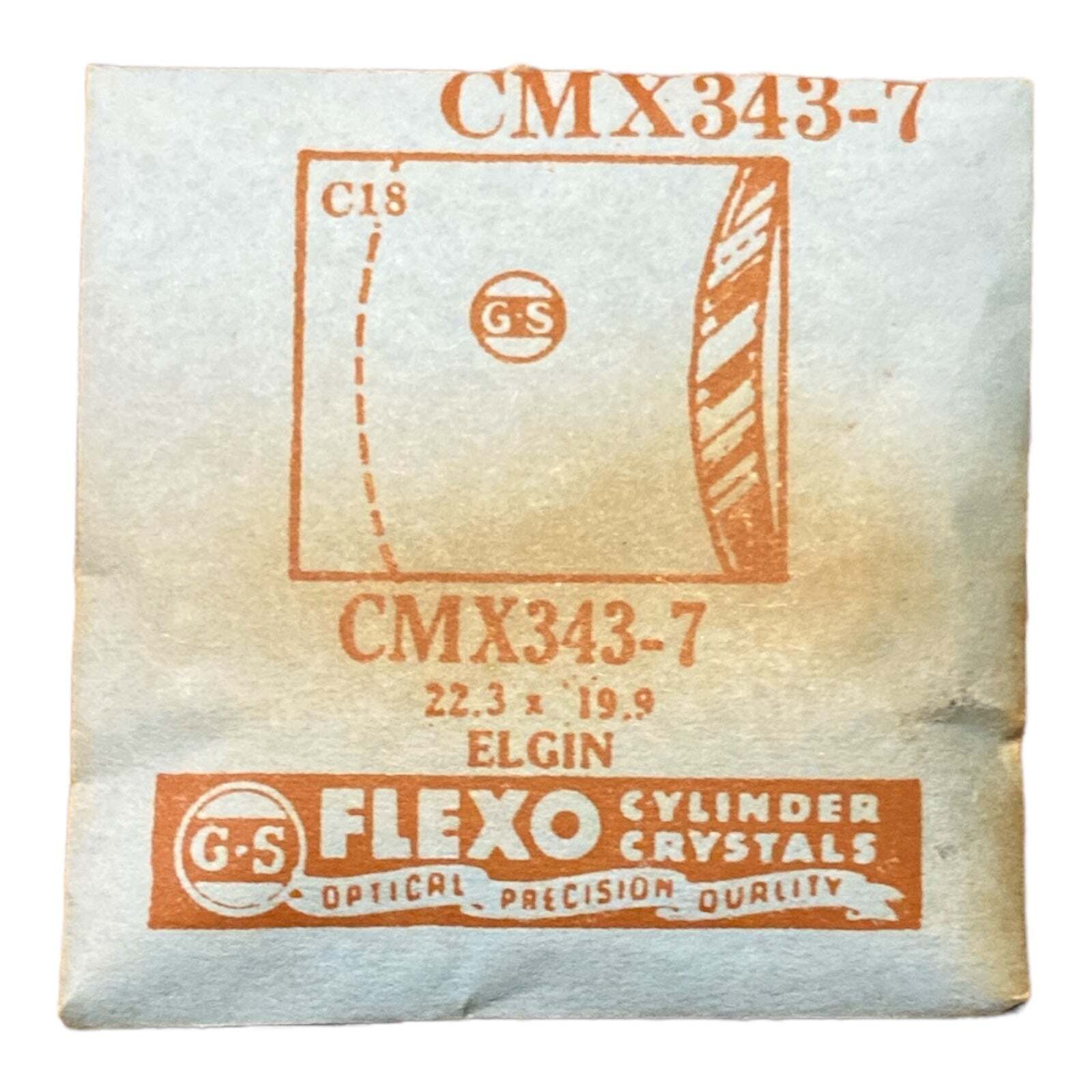 Germanow-Simon Mach (GS) CMX343-7 Watch Crystal 22.3×19.9 NOS Part Flexo Elgin