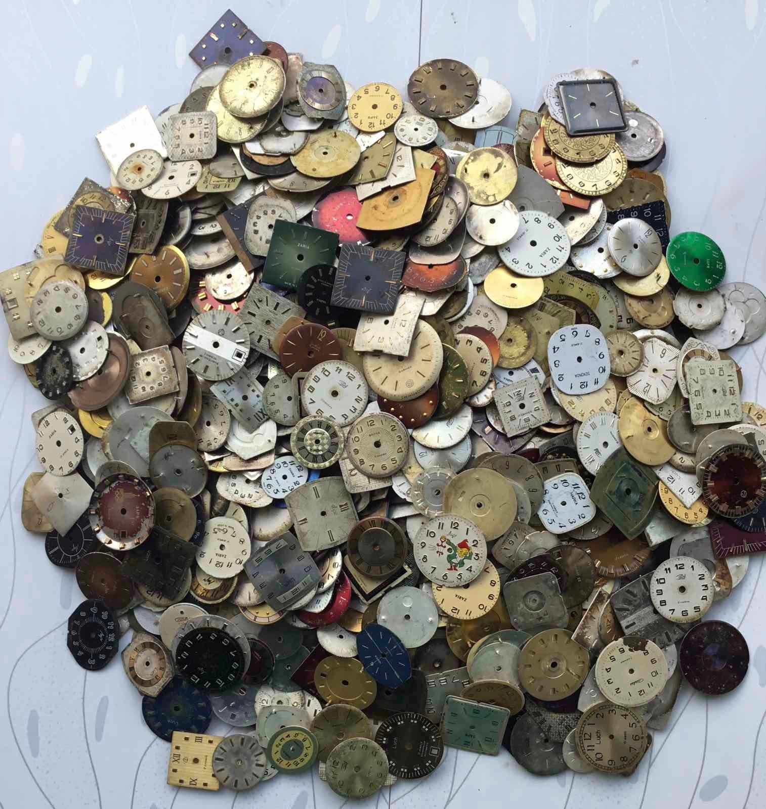 Lot 1000 pieces of used vintage ladies watch dials faces Steampunk Art DIY GOOD