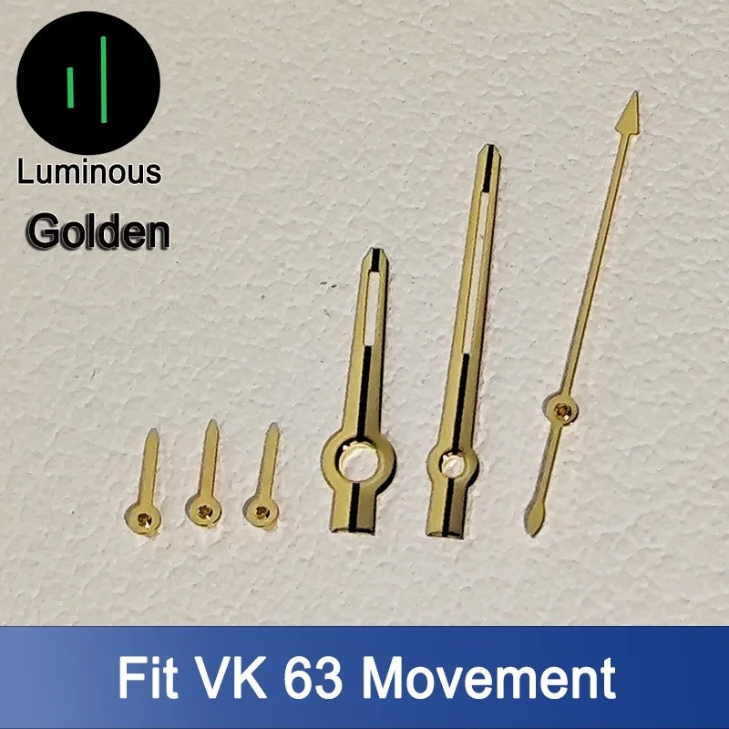 Watch Hands For VK63 Set 6-Hand Green Luminous Silver Rose Gold Mod Parts