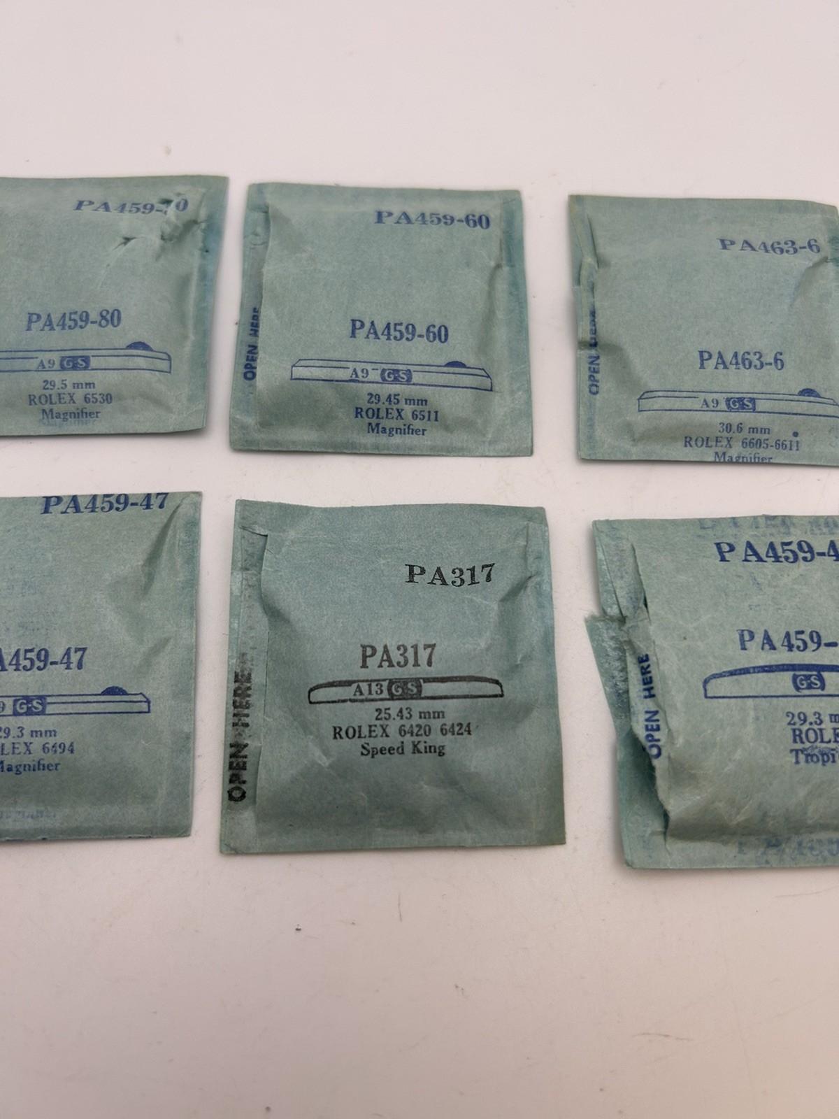 NOS Vintage Rolex Crystal Lot – Tropical, Speedking, ETC