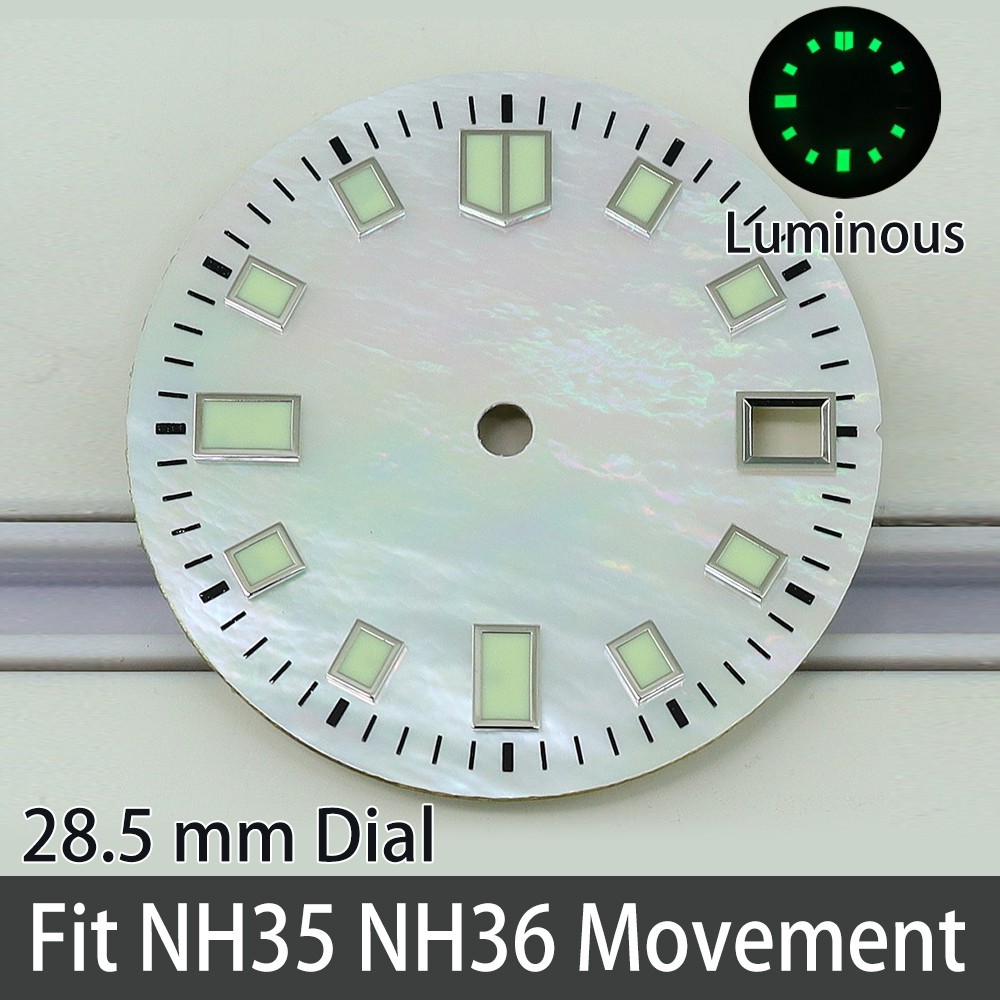 28.5mm 3C Luminous Watch Dial Turtle Mod For Seiko NH35 NH36 Movement