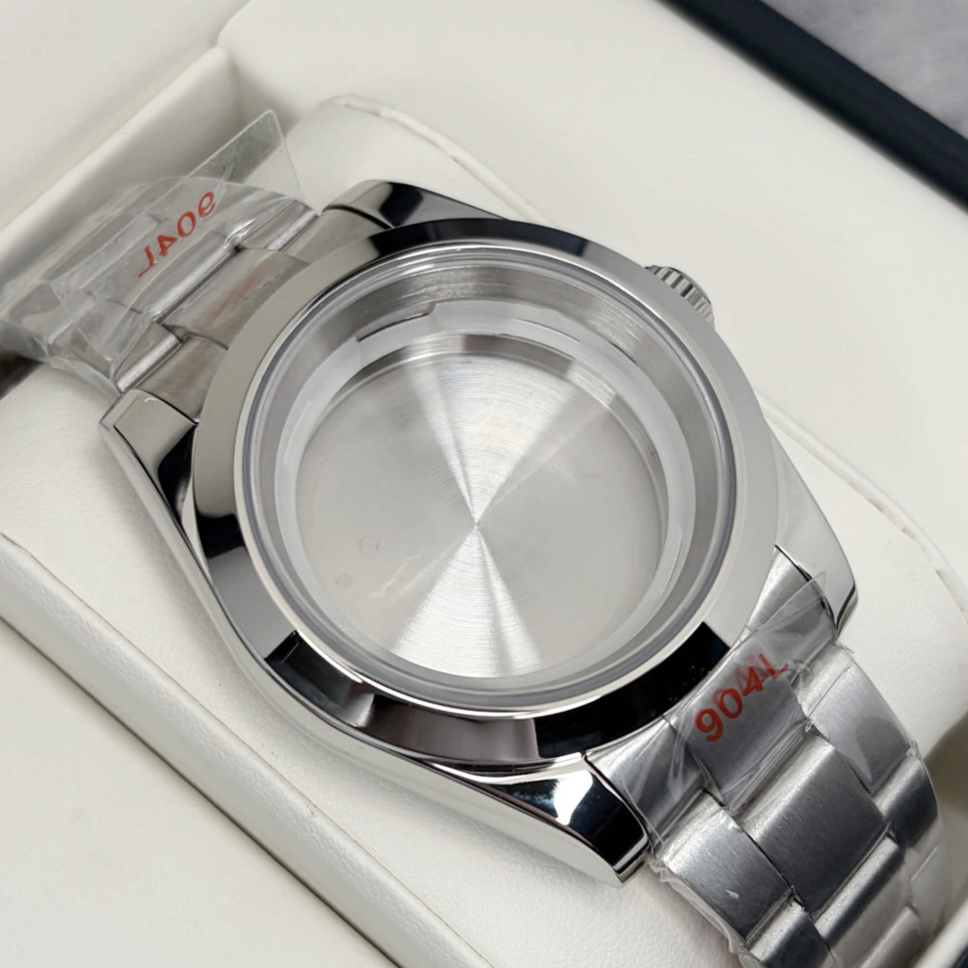 39mm Stainless Steel Watch Case Kit + Strap Smooth Bezel Fits ETA2824 Movement
