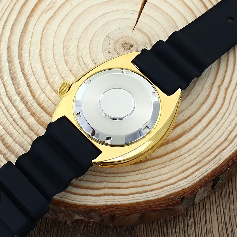 45mm Steel Golden Watch Case+Strap Modify Turtle Mod Sapphire For NH35 34 36 38