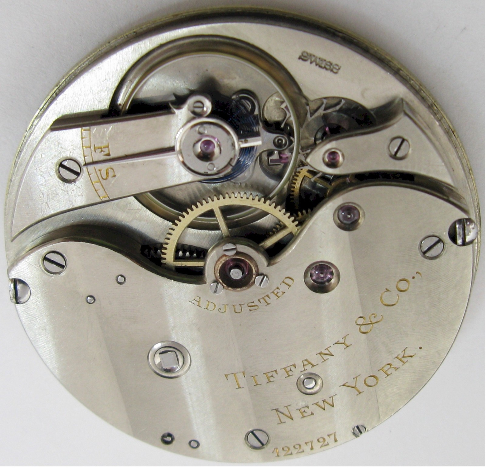 Tiffany New York 17 jewels Watch Movement for parts HC & stem set OD 40.5 mm