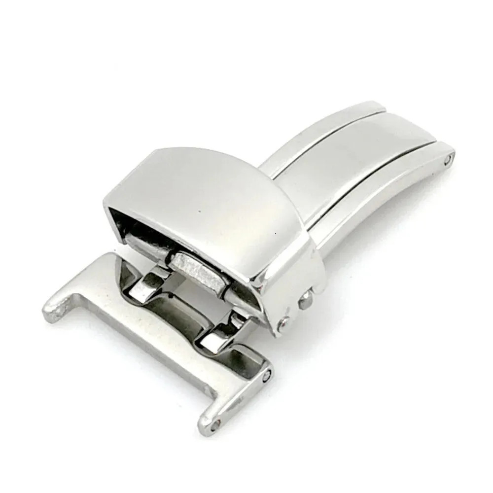14-22mm Solid Stainless Steel Butterfly Deployment Clasp Silver Watch Buckle