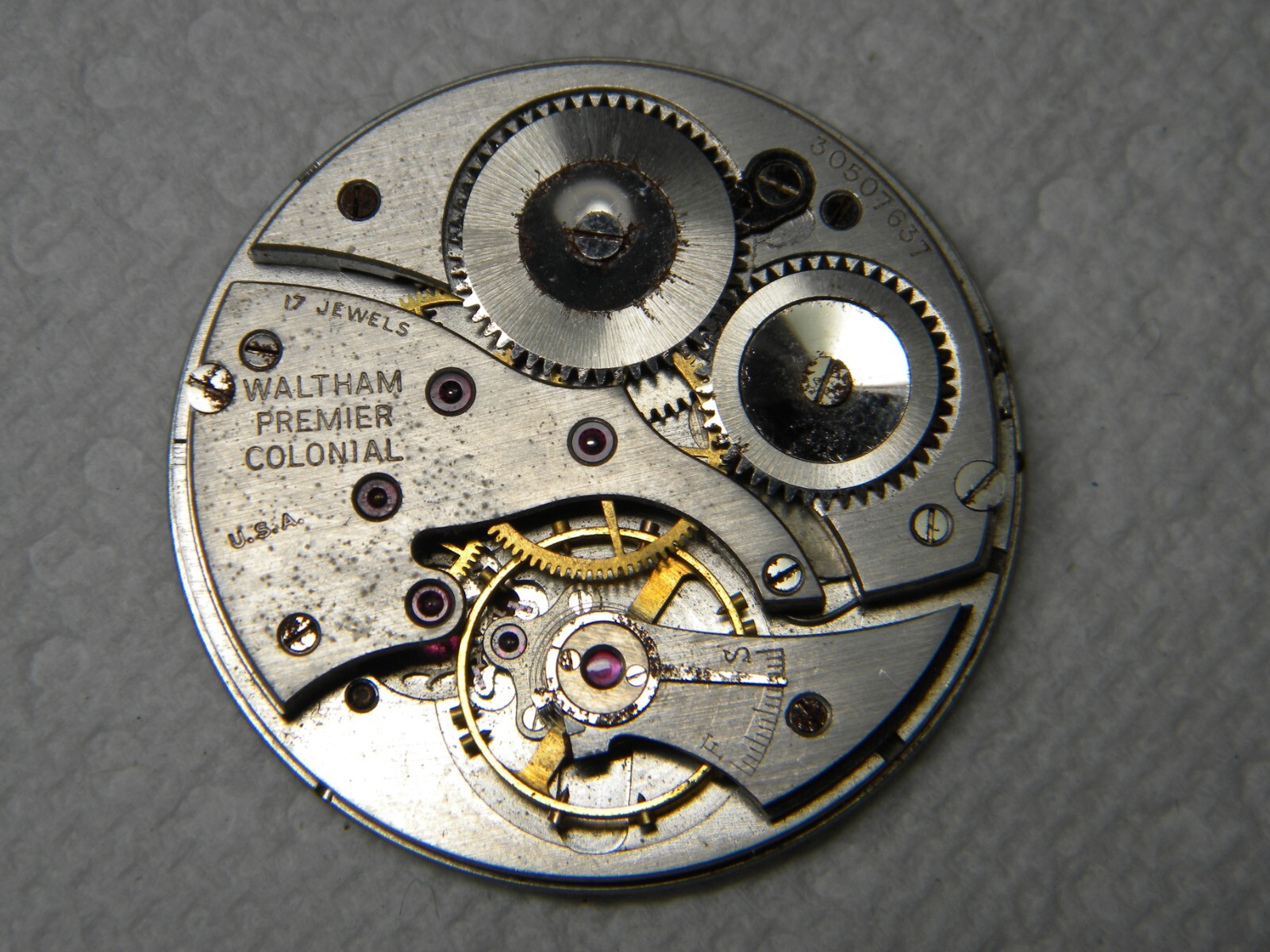 Pair Waltham Premier Colonial 17J 12S Pocket Watch Movements to Repair or Parts
