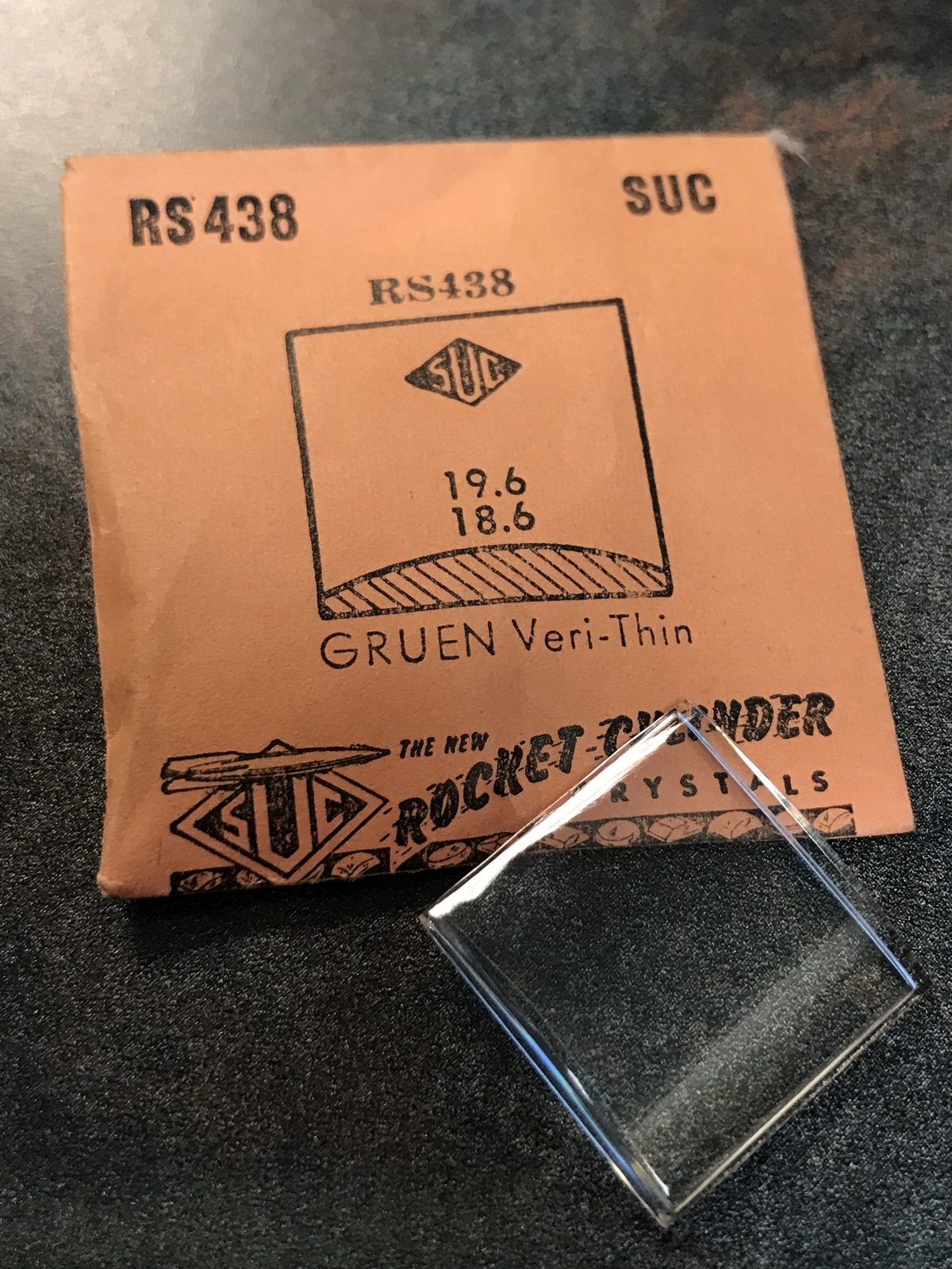 SUC Rocket Crystal RS 438 for GRUEN Veri-Thin – 19.6 x 18.6mm – New