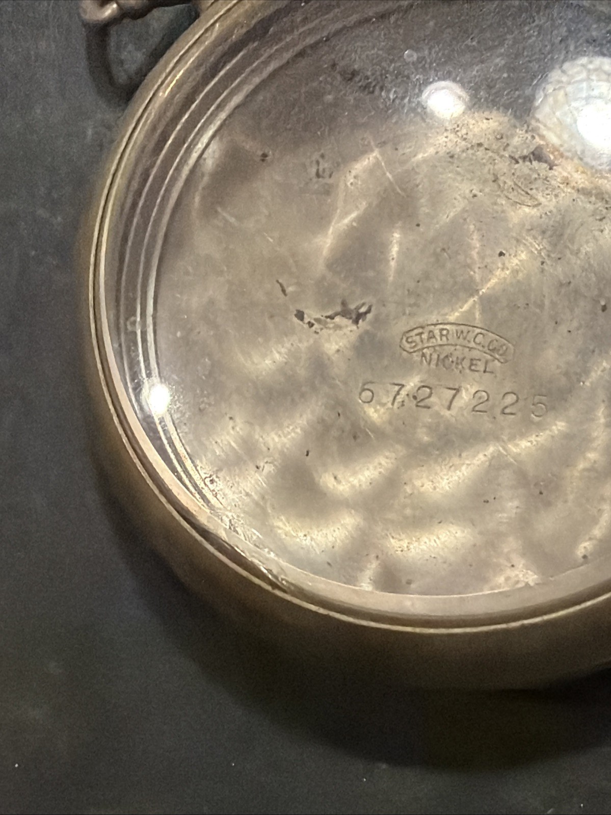 AM34 Vintage Star Watch Case Co Nickel Silver Pocket Watch Case & Crystal As Is
