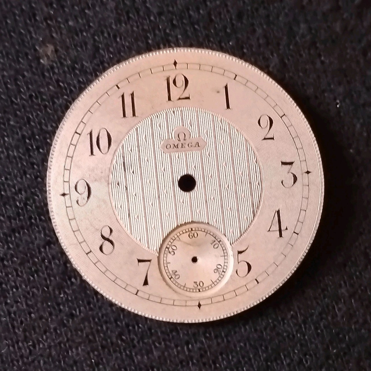 OMEGA Silver Watch Dial Arabic Numerals Sub-Seconds Compatible with OMEGA