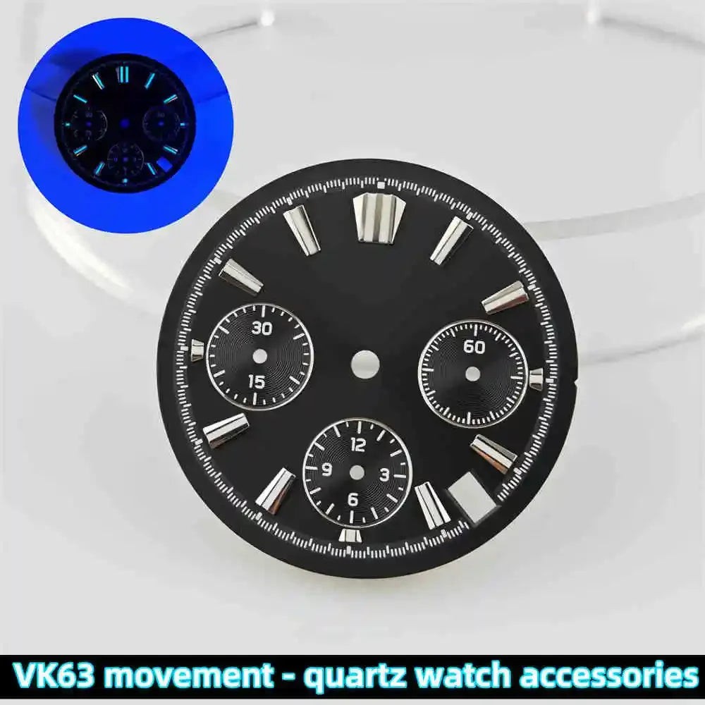39mm Transparent Acrylic Watch Case 20mm Watch Bands Set 29.5mm Dial for VK63