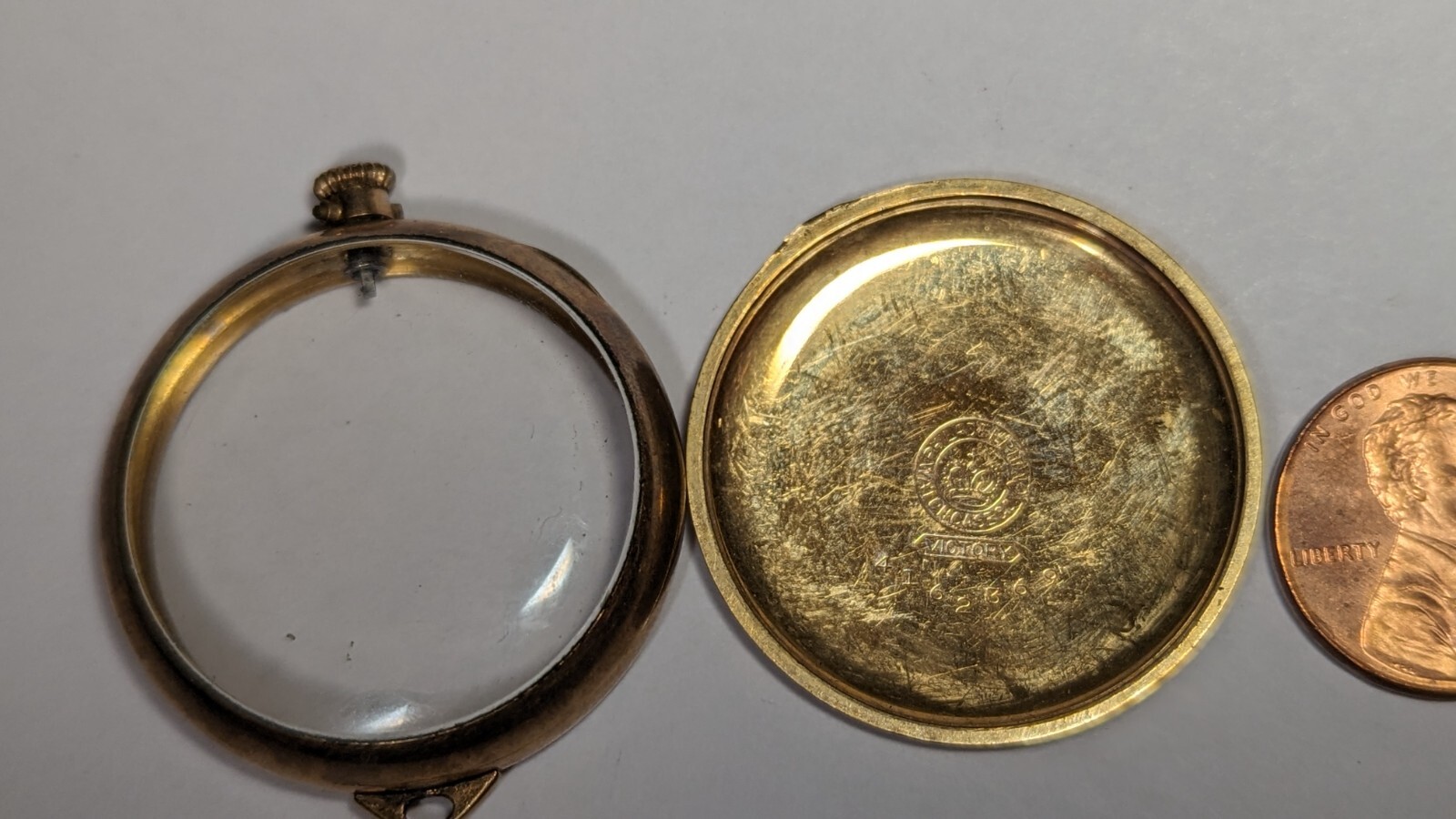 VINTAGE PHILIDELPHIA WATCH CO ROLLED GOLD PLATE POCKET WACH CASE VICTORY