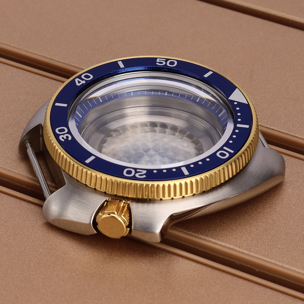 Rotating Diver Bezel Sapphire 44mm Watch Cases Turtle Style For Seiko NH35 NH36
