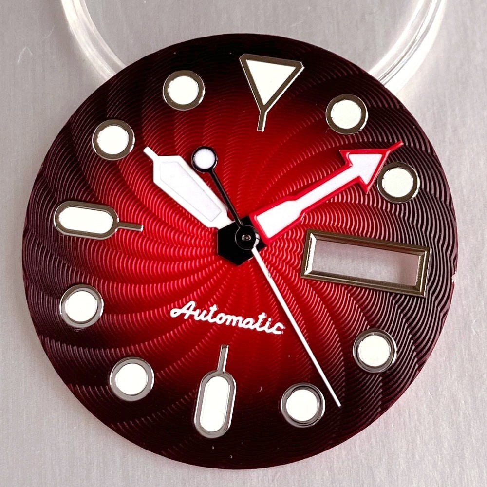 29mm Date Week Fit NH36A NH36 Red Sunburst Watch Dial Luminous Watch Parts