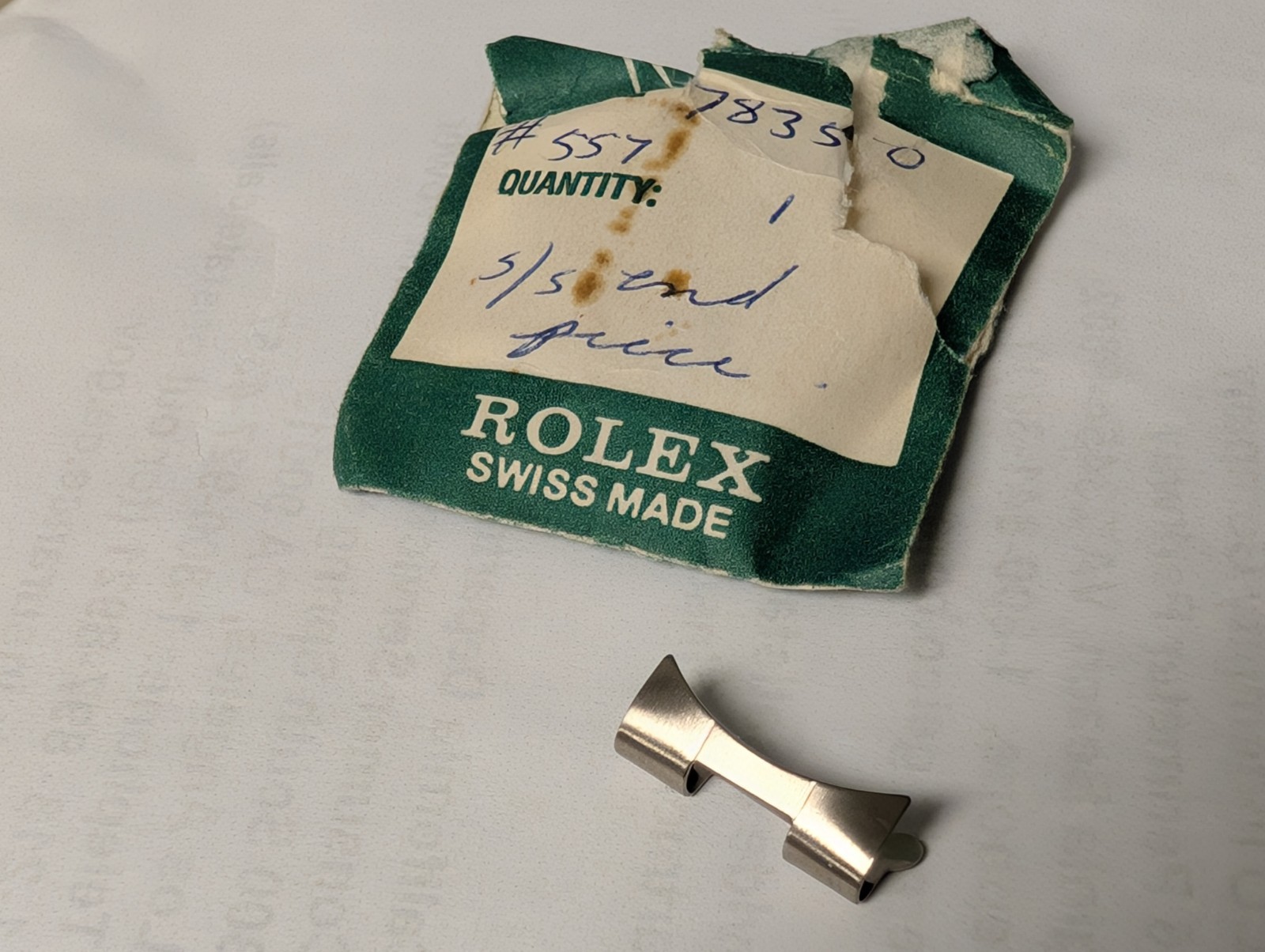 Genuine Rolex END PIECE Steel 557 stamped on it, Model 78350 19mm