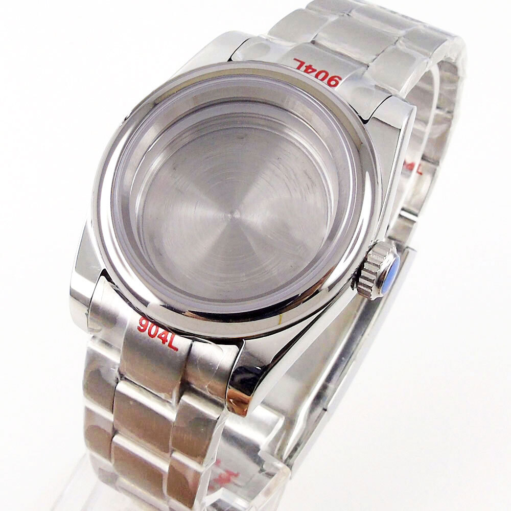 36mm Sapphire Glass Automatic Watch Case + bracelet Fit ETA 2824 8215 NH35 NH36
