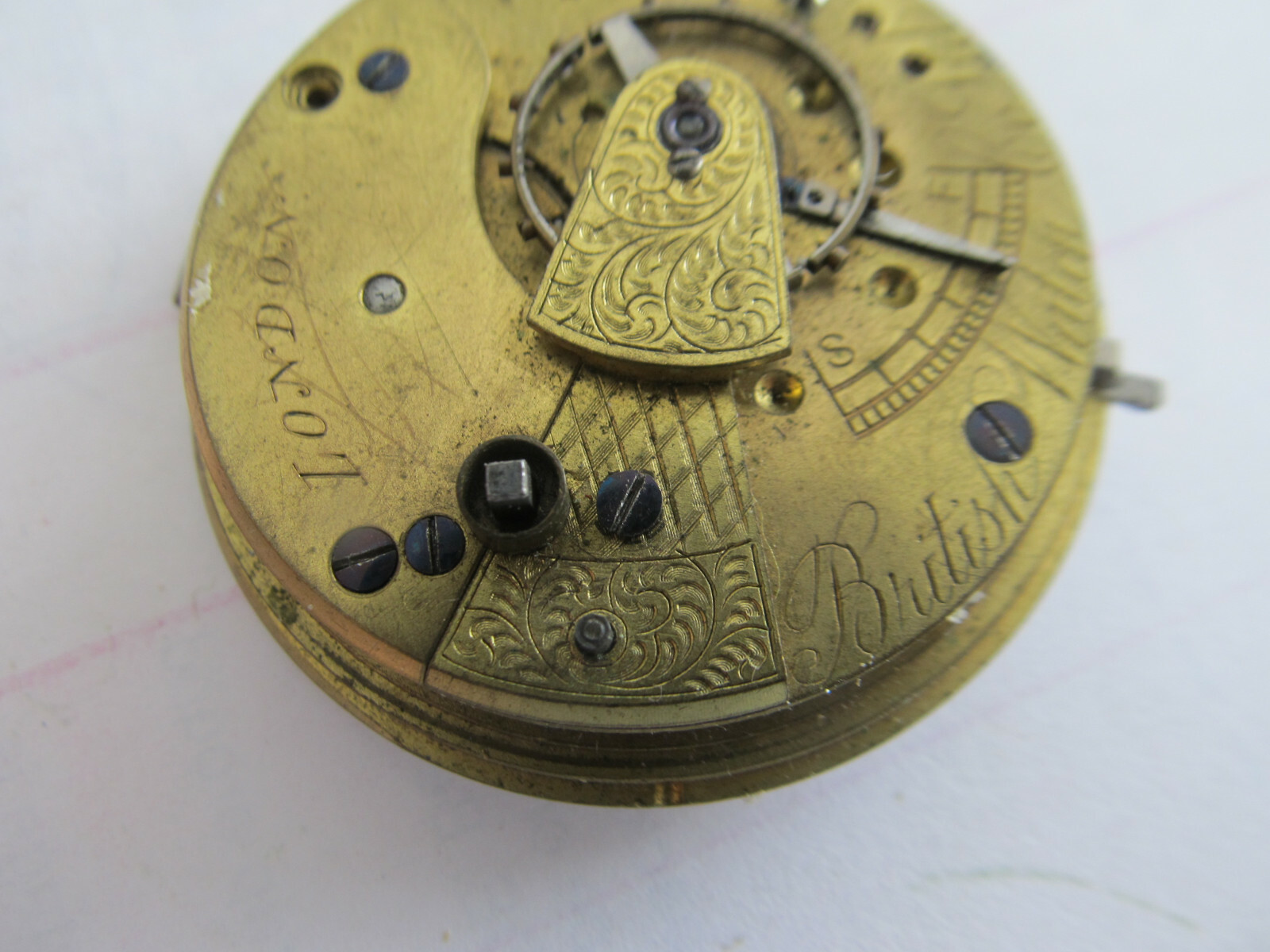DETACHED LEVER 20 LIGNES POCKET WATCH MOVEMENT BRITISH WATCH Co LONDON