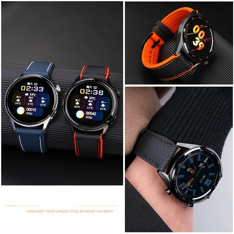 Nylon Rubber Watch Band Strap 19mm 20mm 21mm 22mm 23mm 24mm Multiple Colors