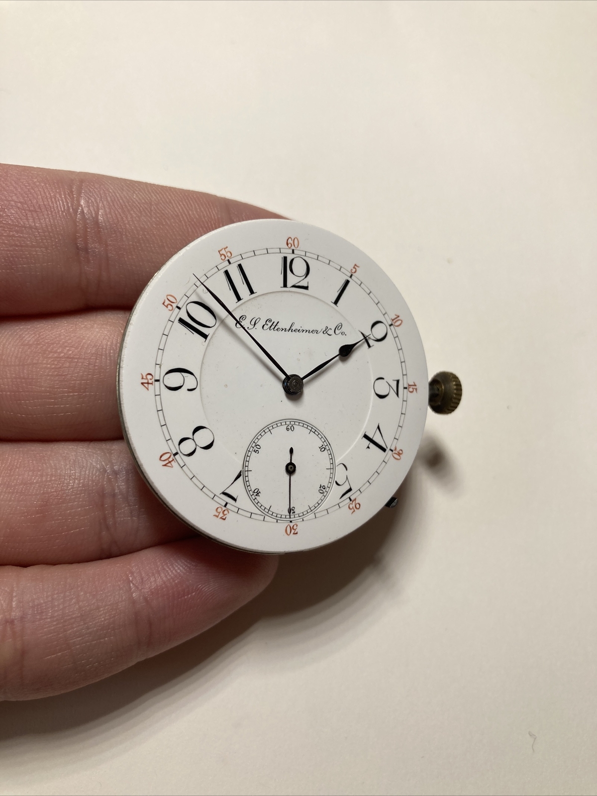 E.S.ETTENHEIMER Chronometer Rochester, NY Full Jewels Art Deco Swiss Pwatch Move
