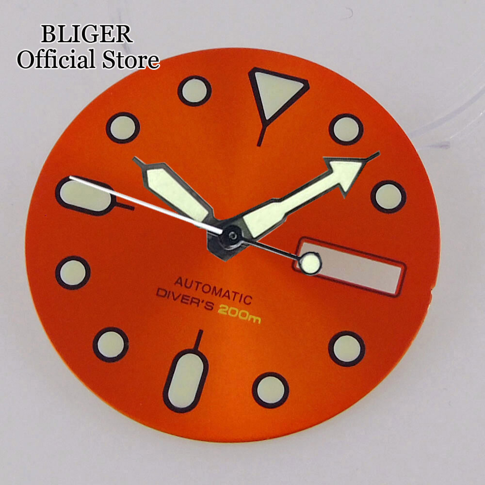 29mm Mod Watch Dial Black Gray Orange Fit NH36 Movement for 3H 3.8H 4.1H o’clock