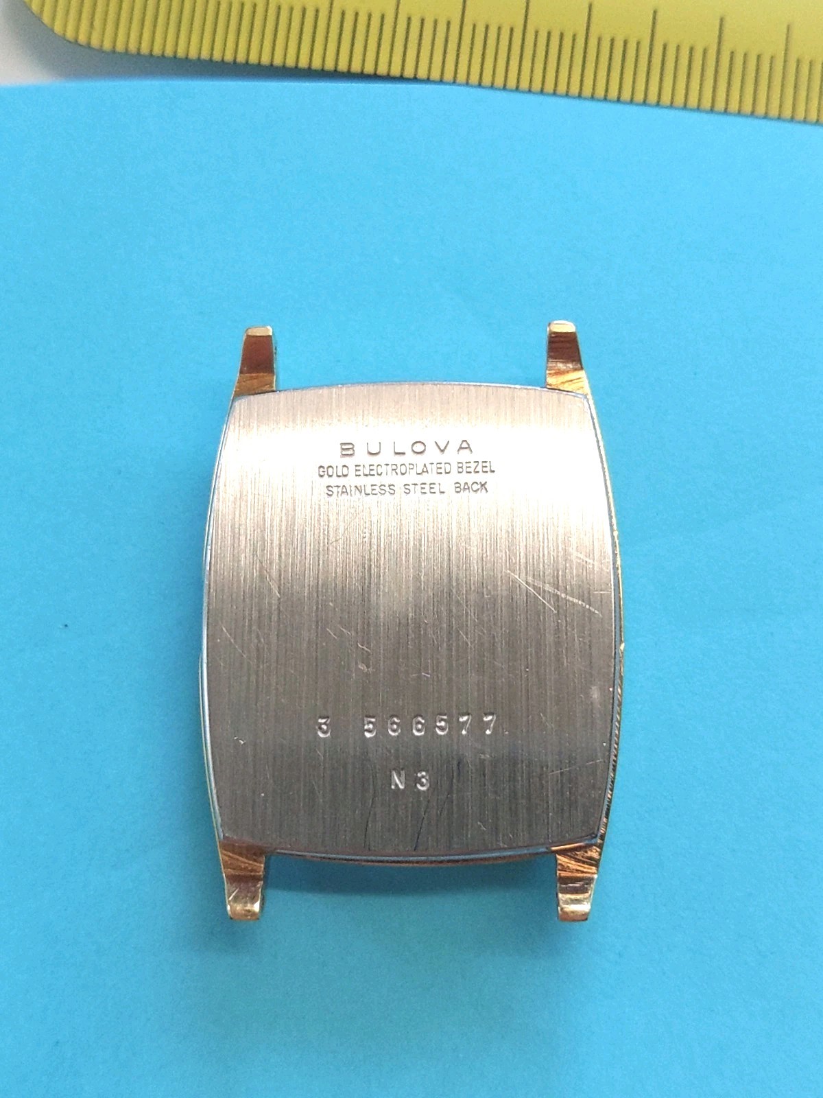 Bulova Tank N3 Gold Electroplated Tonneau Case. HIH7492.#3 566577. 13.5x33mm.