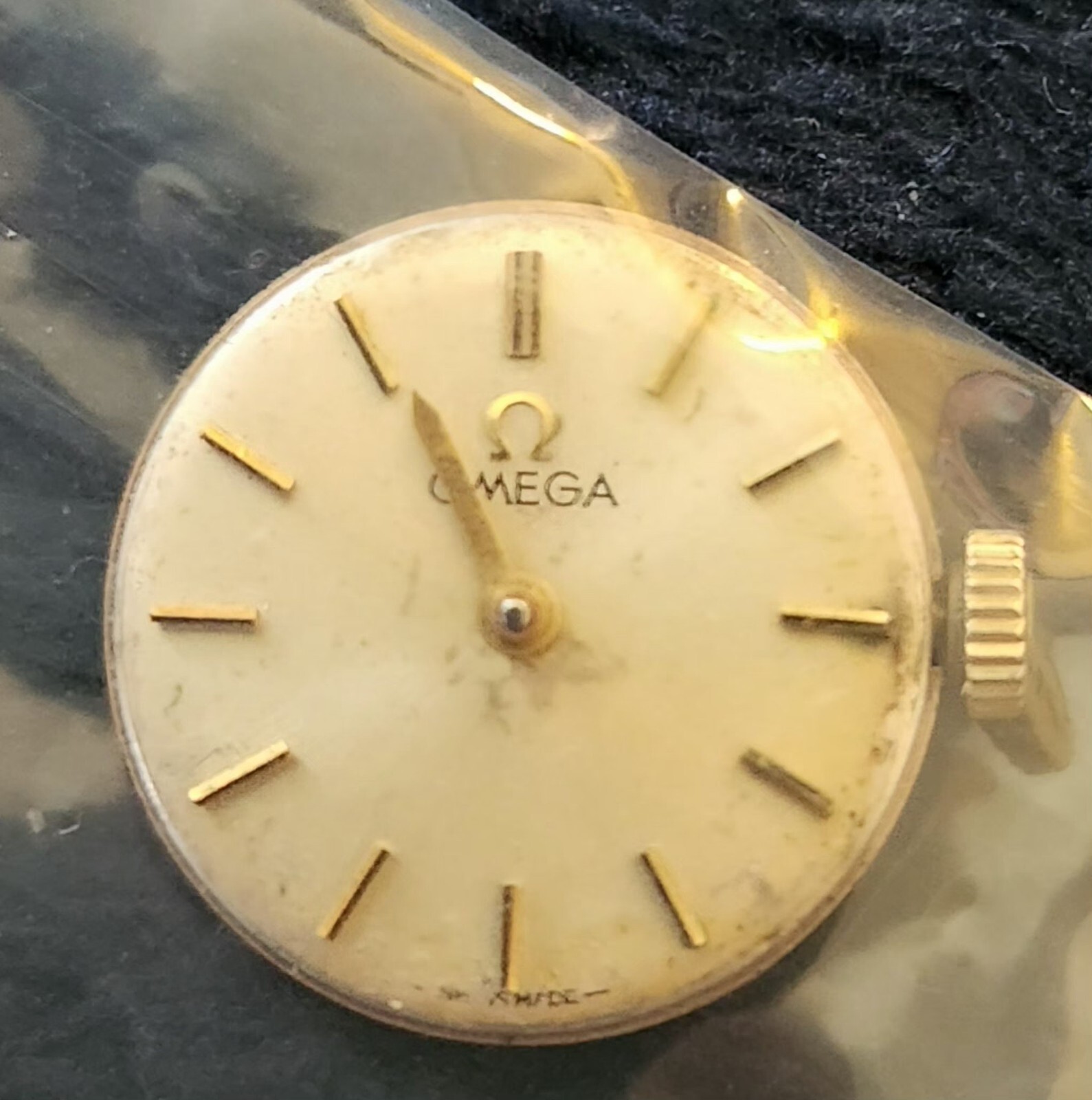 Omega 620 watch movement w/ dial Stem, Crown – runs