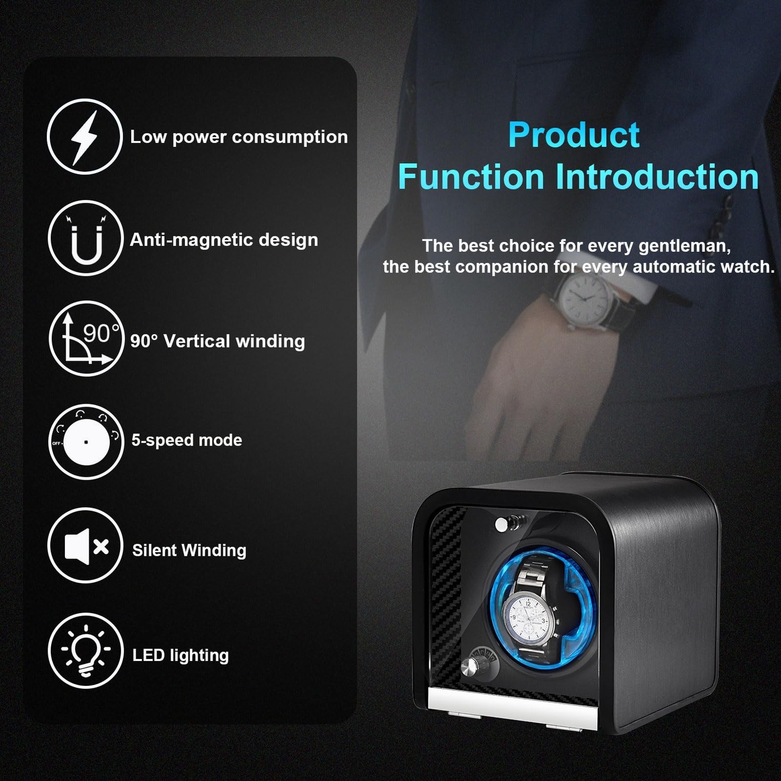 Watch Winder for Automatic Watches, Black Watch Winders 1/2/4/8 Slot for Role…