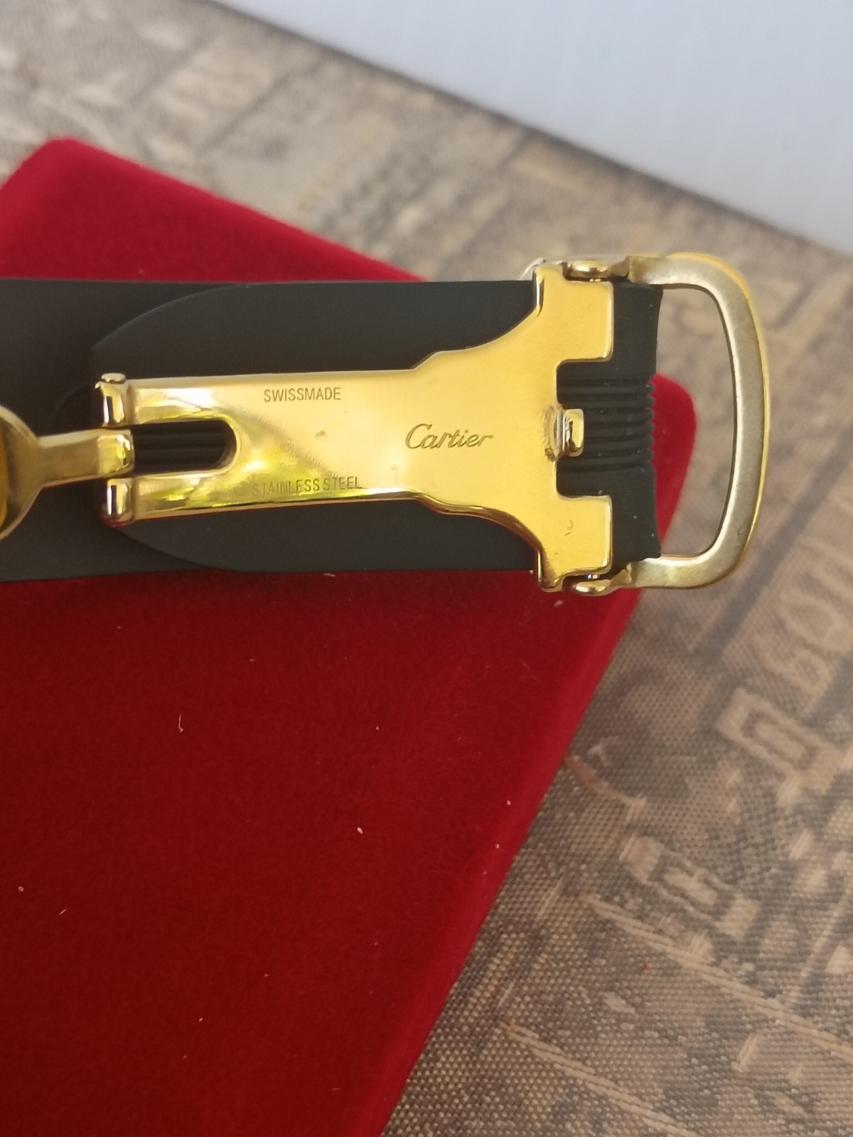 💥Original CARTIER Deployment Buckle Gold Plated 19mm Roadster 2510 W/R Strap💥