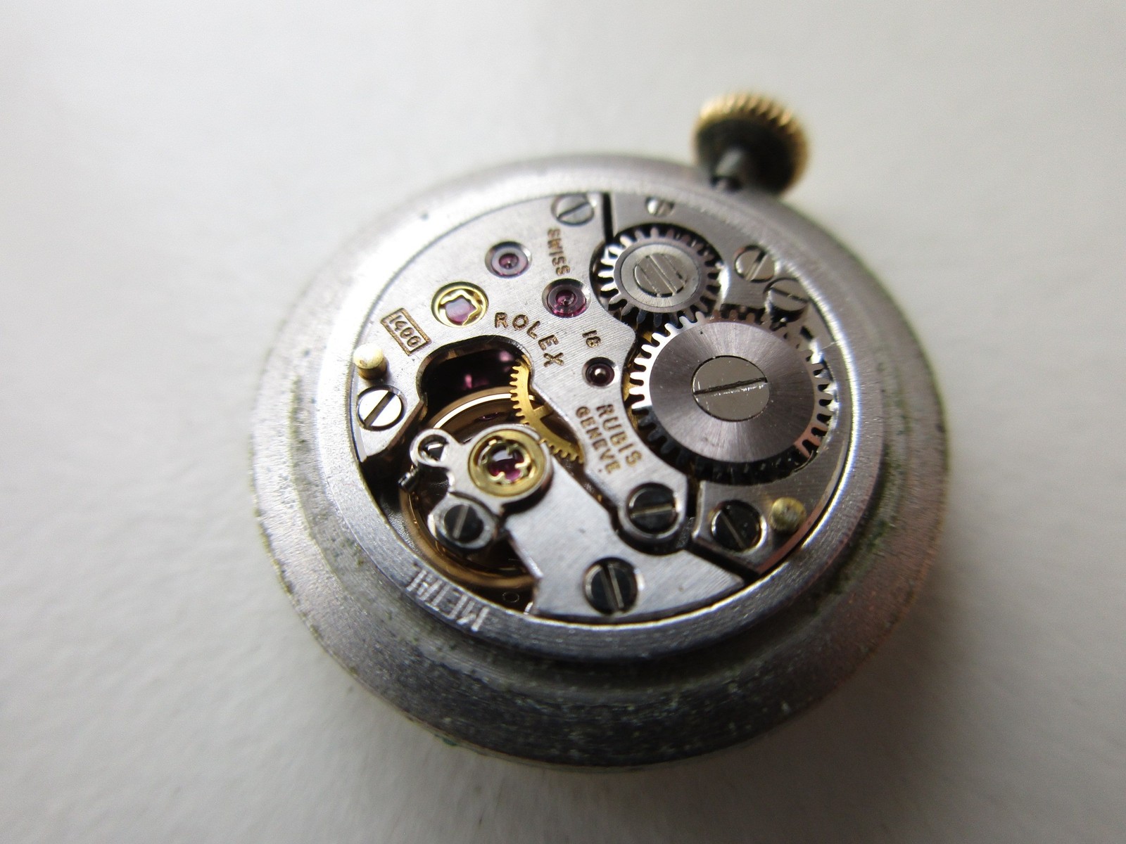 Rolex Precision cal. 1400 Swiss watch movement dial & signed crown – running