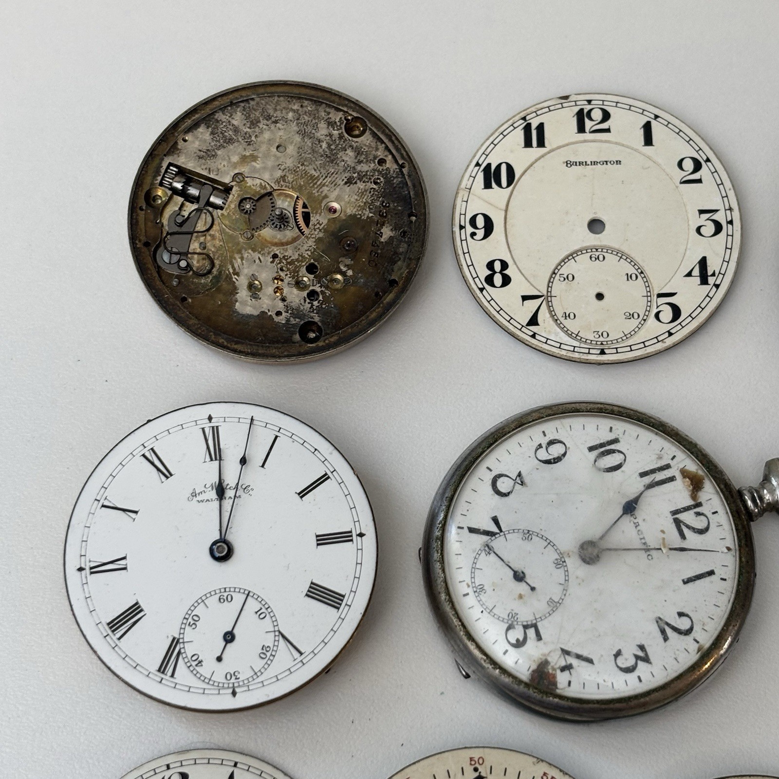 Vintage Hartford Pocket Watch Estate Repair Parts Bulk Lot Movement Dial Hampden