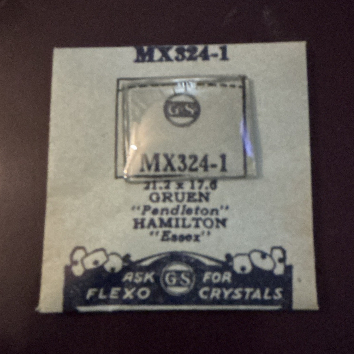 G-S Flexo MX324-1 Clear Acrylic Watch Crystal for Gruen Hamilton Essex