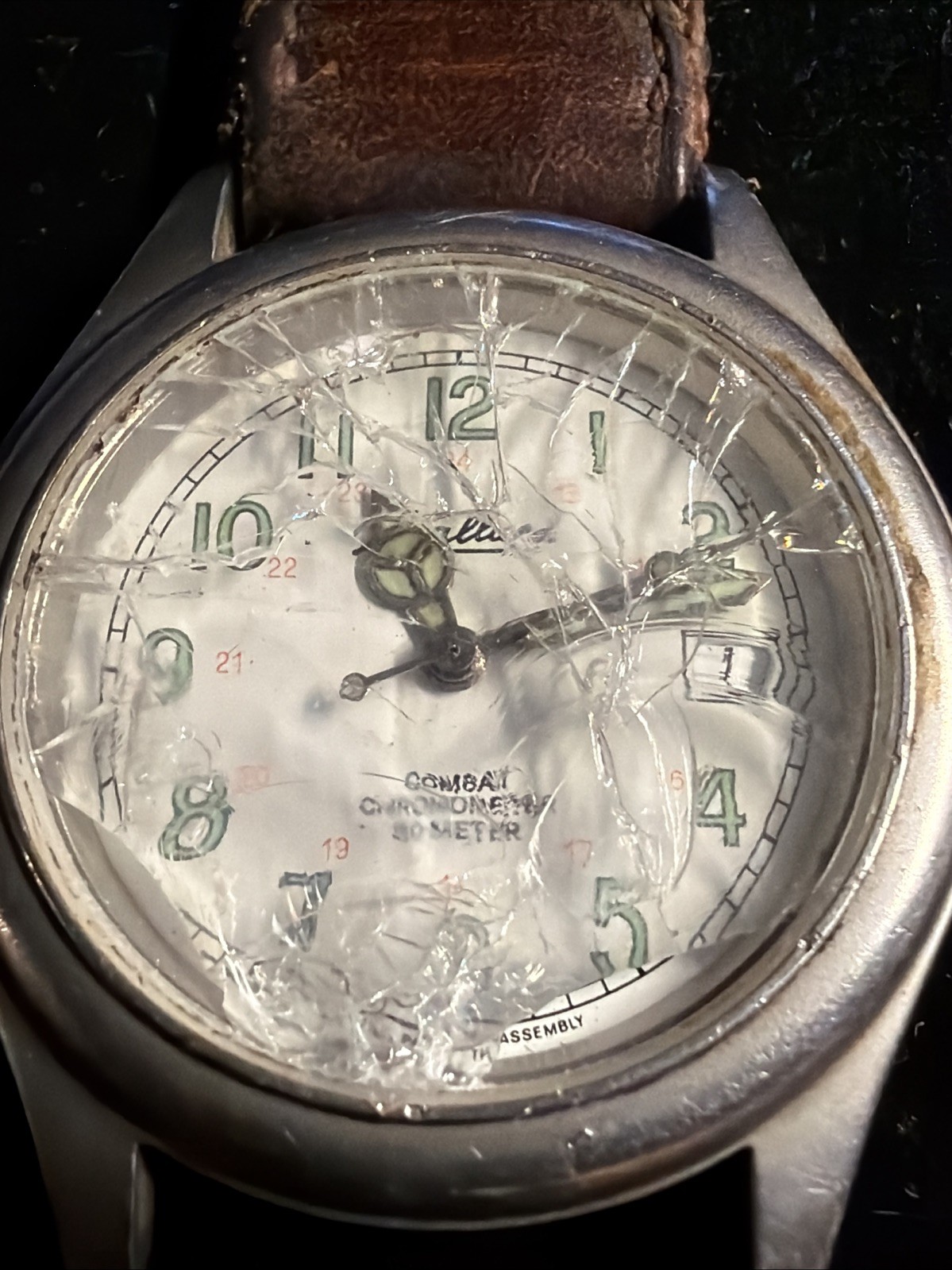Vintage Mallard Combat Chronometer 50 Metre Watch For Parts Sapphire Broken