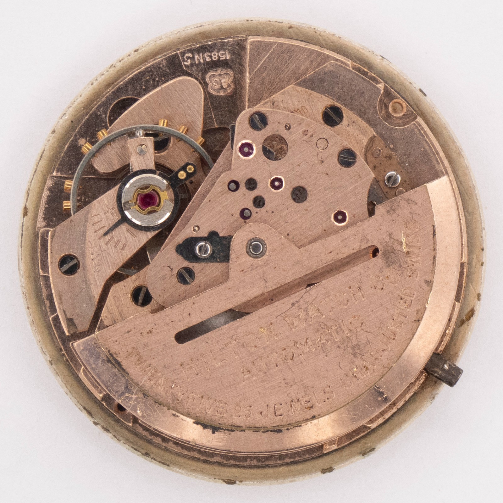 Vintage Hilton / AS 1583N 25-Jewel Automatic Wristwatch Movement, Ticks a Bit