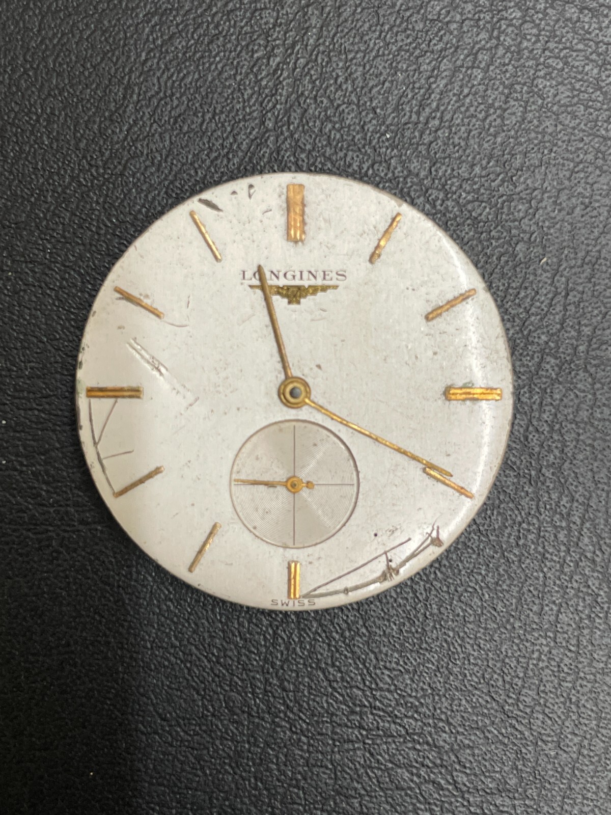 Vintage Longines 23Z 17 Jewels Watch Movement Dial. FOR PARTS. CL43
