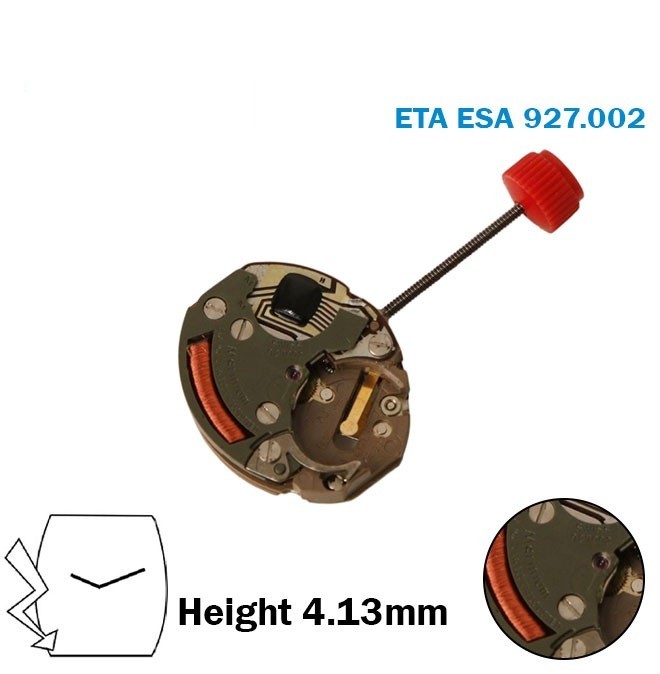 ETA/ESA 927.002 Swiss Quartz movement, H:4.13mm, Without Disk, 2 Hands, 6 Jewels