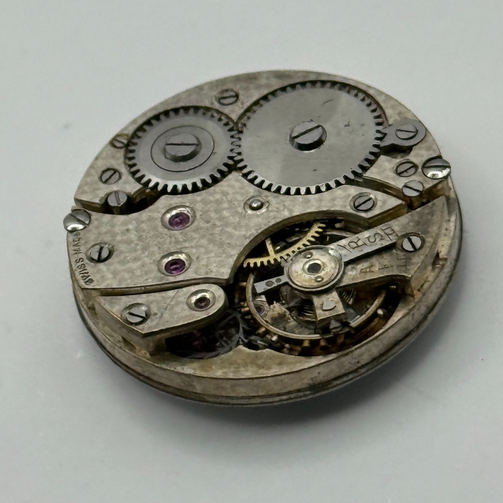 Unidentified Watch Movement Swiss Sub Seconds Manual Wind Parts Repair 24.7mm