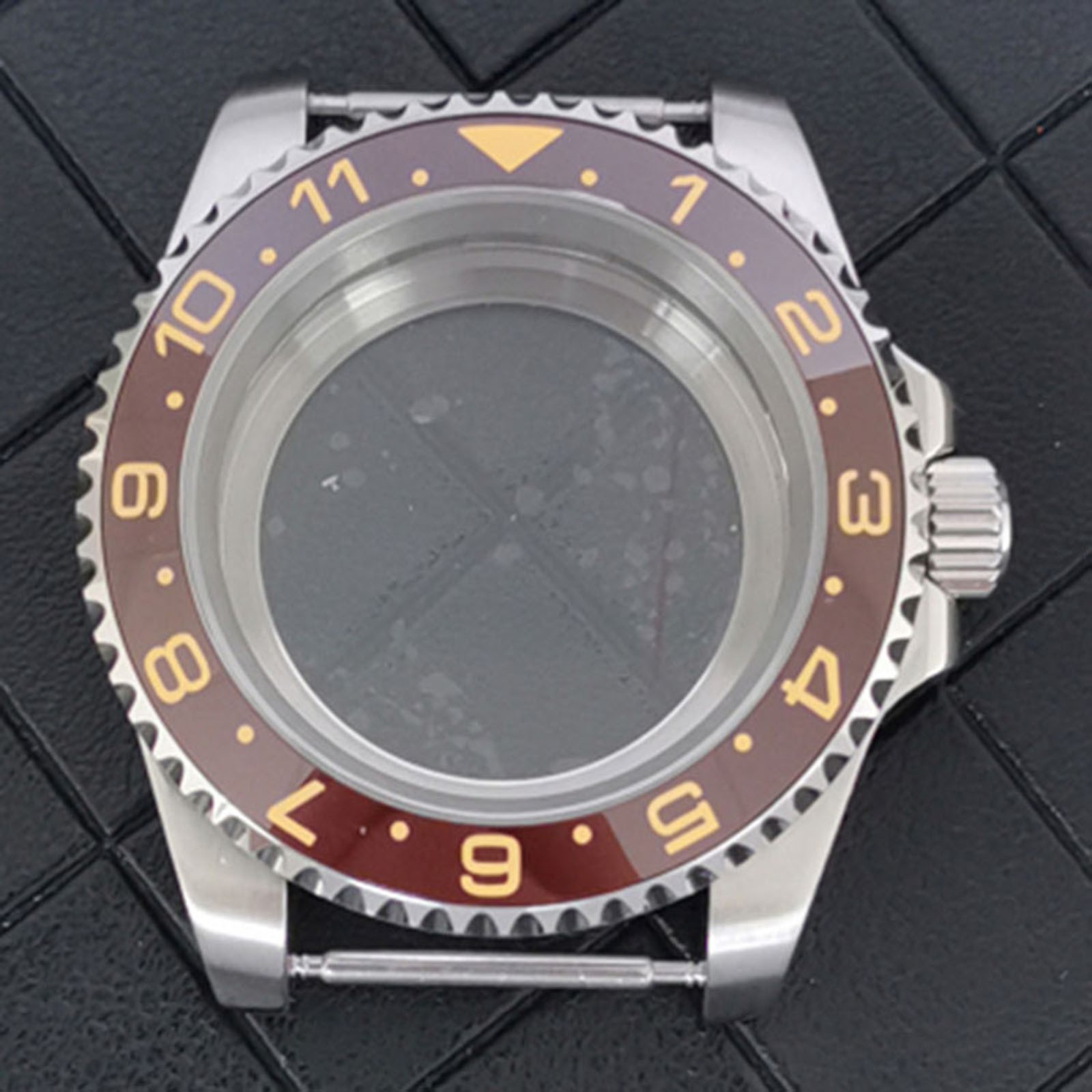 Stainless Steel Watch Case Flat Sapphire Glass Case Shell For NH34 GMT Movement