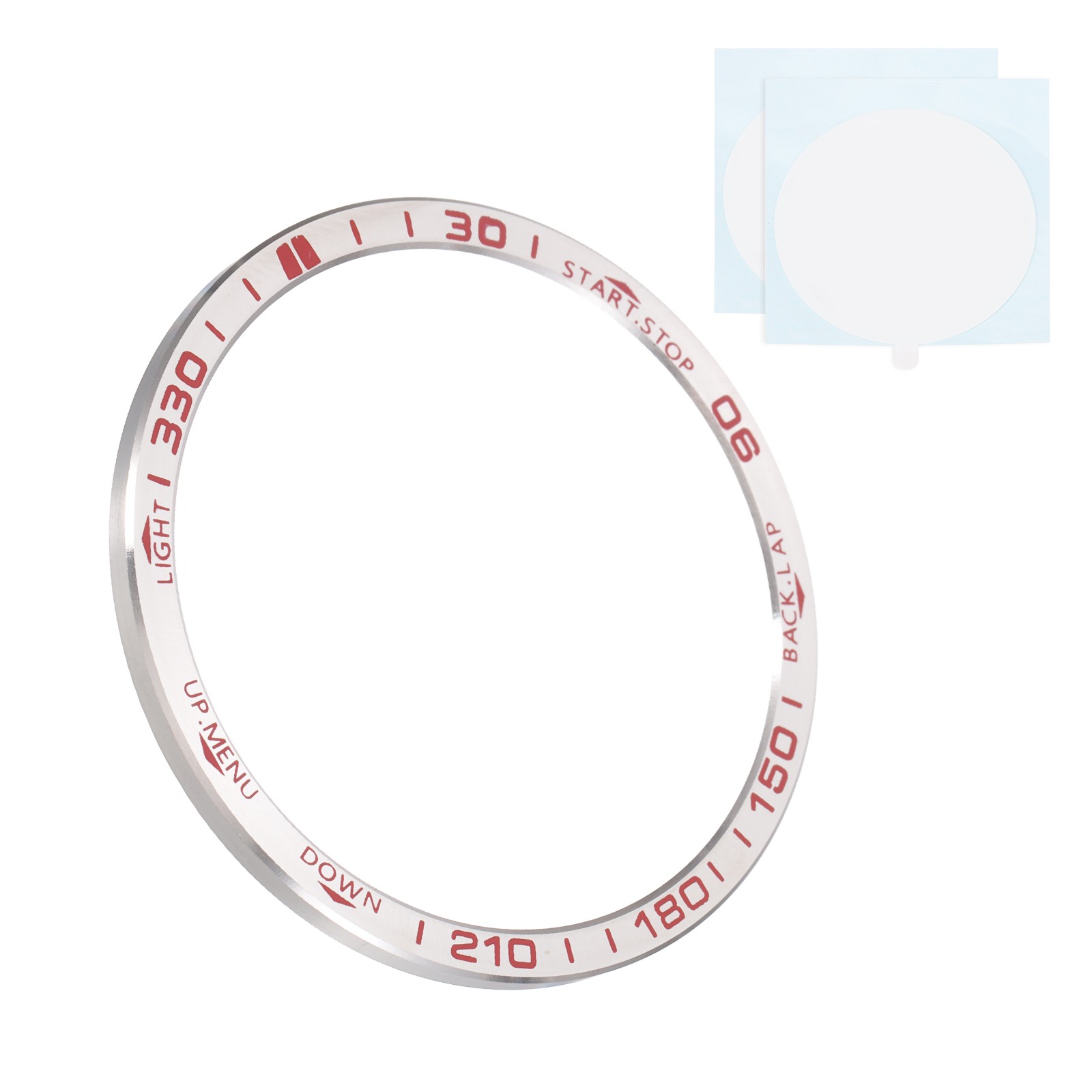 47mm Watch Bezel Stainless Steel Watch Bezel Ring Amoled Display Silver/Red