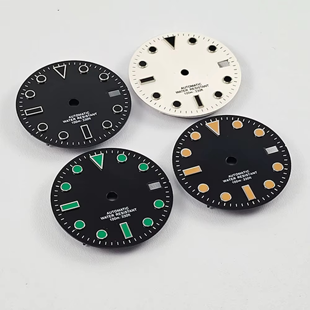 NH35 28.5Mm No Logo Sterile Sanding Watch Dial No Luminous White Black Blue