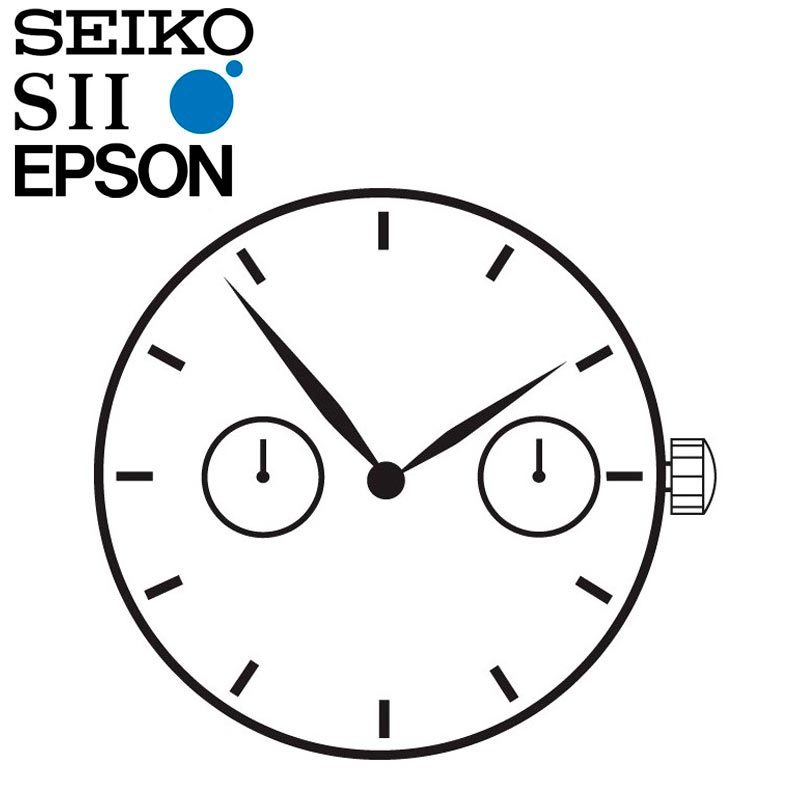 New Japan SII / TMI / Epson VD79 Watch Movement, 10 1/2 Ligne, 2 Hands, 2 Eyes